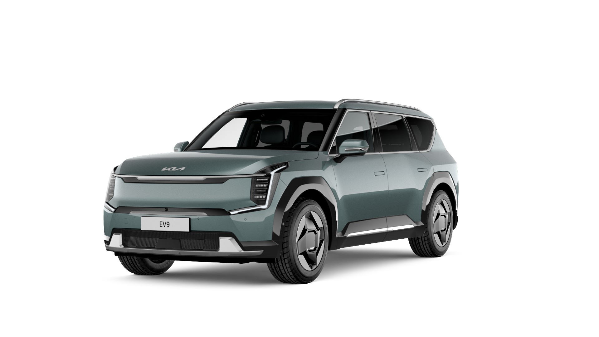 Kia EV9 suuri täyssähköinen SUV etuviistosta kuvattuna